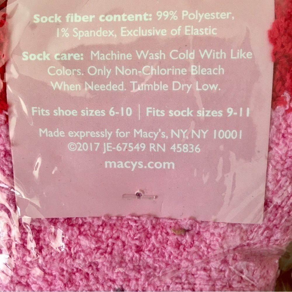 Cozy, Plush Reindeer Holiday Socks, Pink, Red - Picture 7 of 7